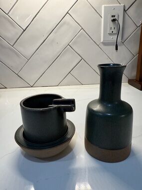 Houseplant by Seth- Matte Forest Green Ceramic Vase & Ash Tray set